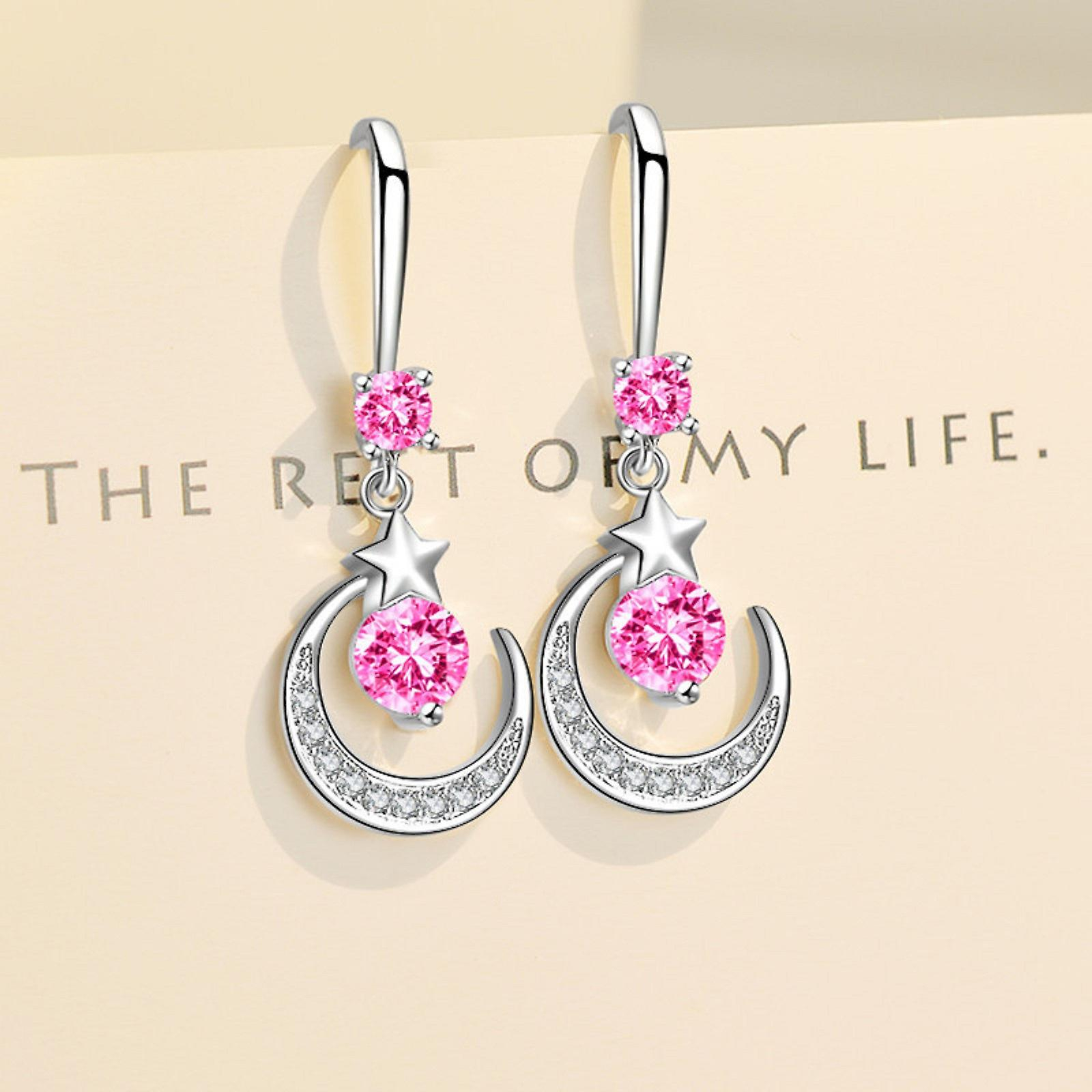 Foto 5 pulgar | Pendientes Huoguo Star Moon Drop Diamond Cuproníquel 3 7 X 1 4 Cm - Venta Internacional.