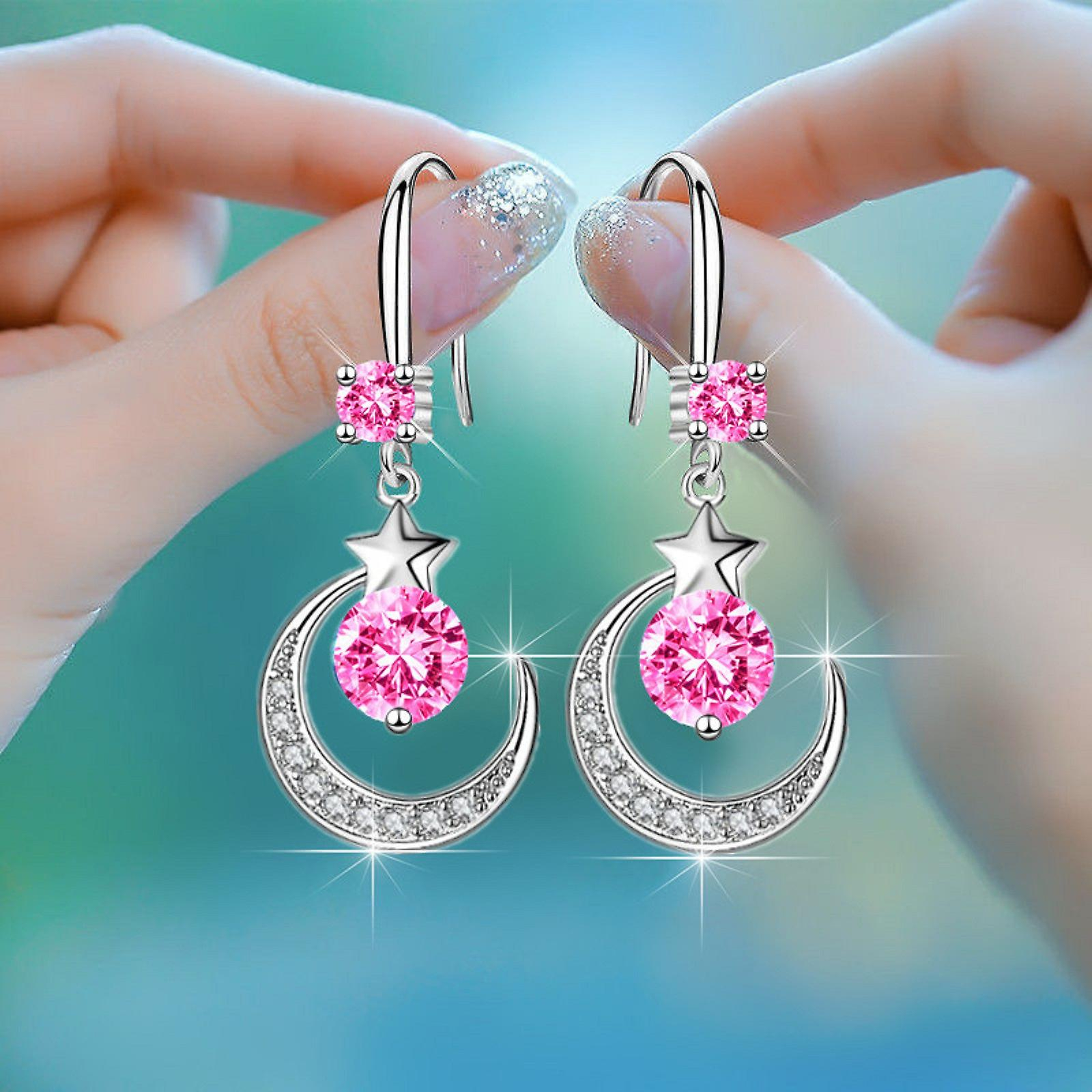 Foto 6 pulgar | Pendientes Huoguo Star Moon Drop Diamond Cuproníquel 3 7 X 1 4 Cm - Venta Internacional.
