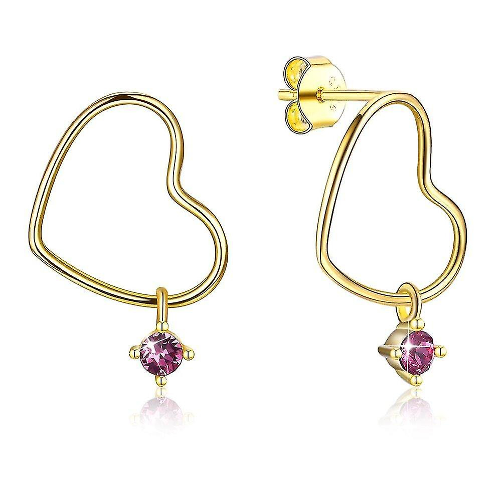 Foto 1 | Pendientes De Plata De Ley 925 Con Forma De Corazón Y Cristal Morado Para Mujer - Venta Internacional.