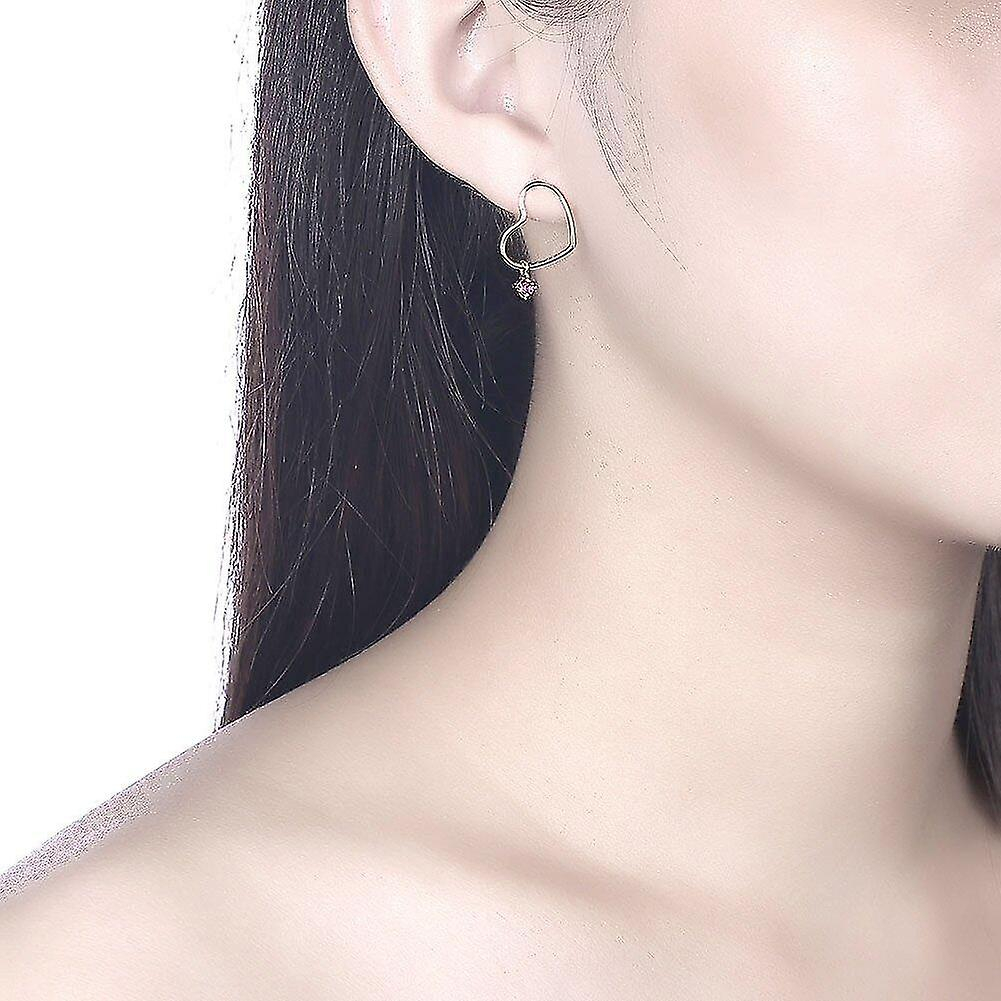 Foto 3 | Pendientes De Plata De Ley 925 Con Forma De Corazón Y Cristal Morado Para Mujer - Venta Internacional.