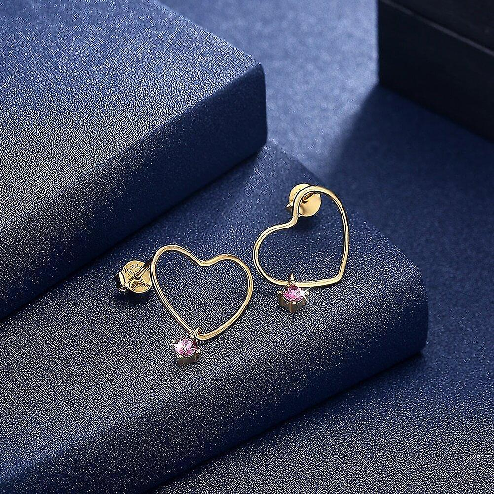 Foto 4 | Pendientes De Plata De Ley 925 Con Forma De Corazón Y Cristal Morado Para Mujer - Venta Internacional.