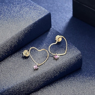 Foto 4 | Pendientes De Plata De Ley 925 Con Forma De Corazón Y Cristal Morado Para Mujer - Venta Internacional.