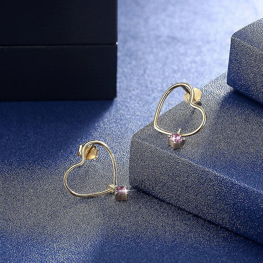 Foto 5 | Pendientes De Plata De Ley 925 Con Forma De Corazón Y Cristal Morado Para Mujer - Venta Internacional.