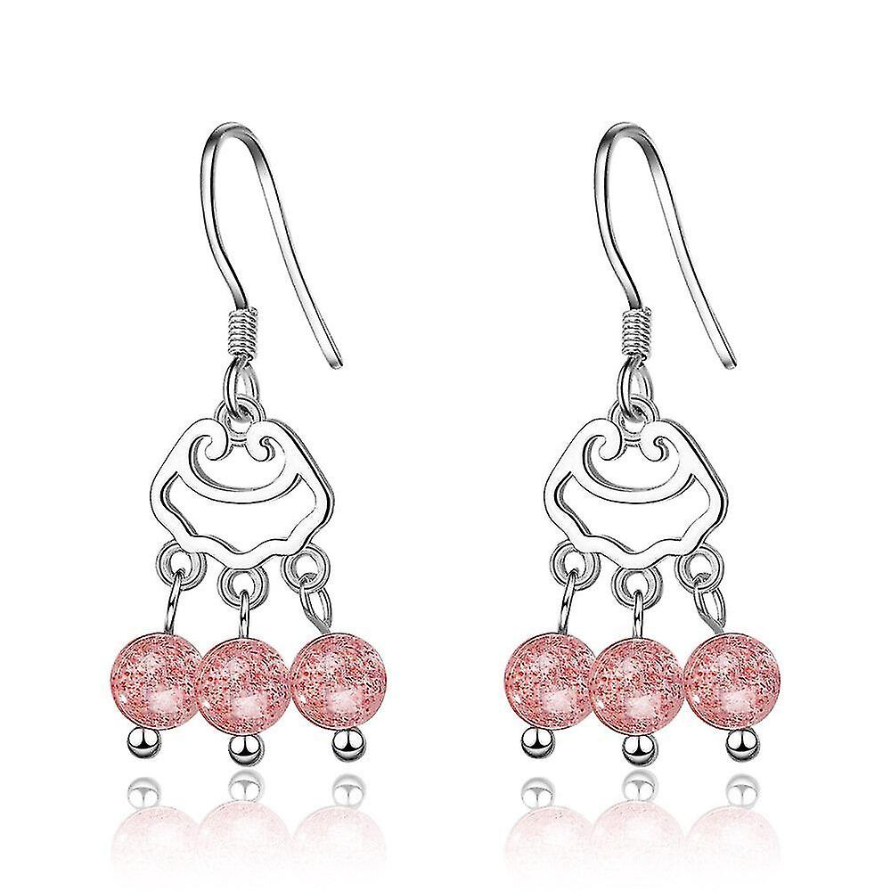 Foto 2 pulgar | Pendientes Huoguo Con Colgante Simple De Cobre Con Fresa Rosa Para Mujer - Venta Internacional.