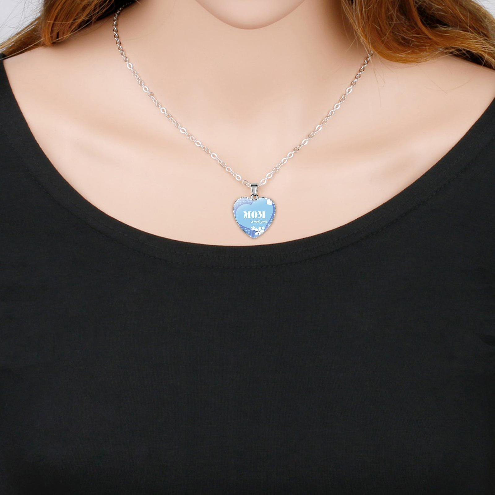 Foto 2 | Collar Con Colgante En Forma De Corazón Grabado «te Amo» Para Mamá - Venta Internacional.