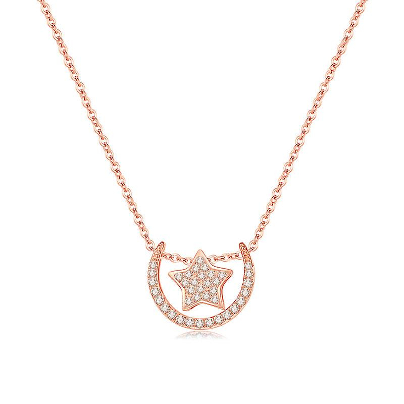 Foto 2 pulgar | Collar Huoguo Con Colgante De Estrella Y Luna De Plata S925 Para Mujer - Venta Internacional.