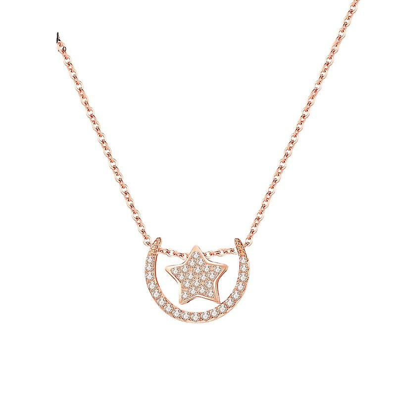 Foto 2 | Collar Huoguo Con Colgante De Estrella Y Luna De Plata S925 Para Mujer - Venta Internacional.