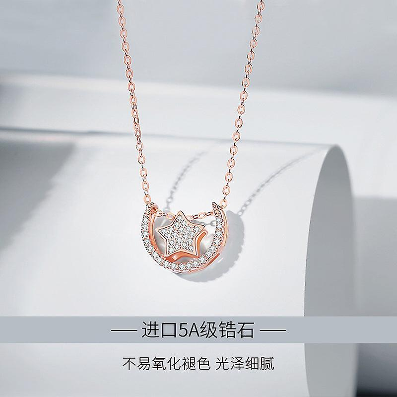 Foto 3 | Collar Huoguo Con Colgante De Estrella Y Luna De Plata S925 Para Mujer - Venta Internacional.
