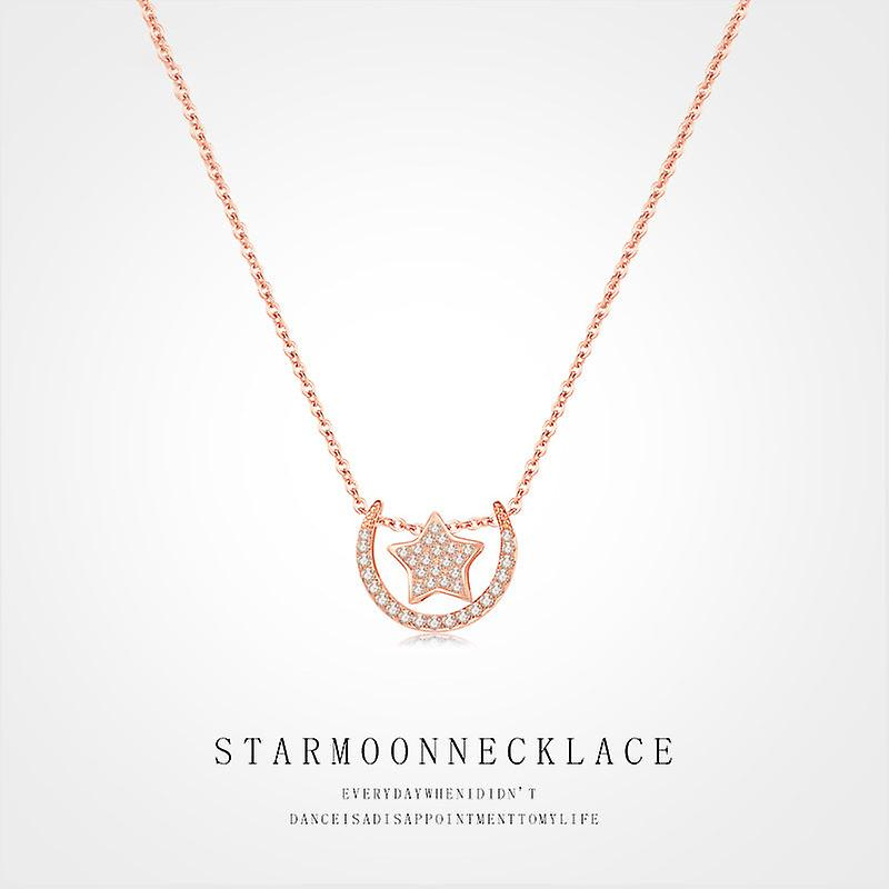 Foto 4 | Collar Huoguo Con Colgante De Estrella Y Luna De Plata S925 Para Mujer - Venta Internacional.