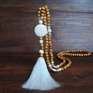 Foto 2 | Collar Huoguo Con Colgante Bohemio Con Borlas Cadena De Suéter Cuentas De Madera - Venta Internacional.
