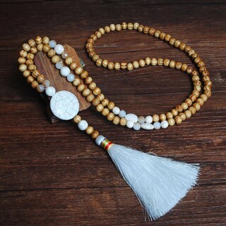 Foto 3 | Collar Huoguo Con Colgante Bohemio Con Borlas Cadena De Suéter Cuentas De Madera - Venta Internacional.