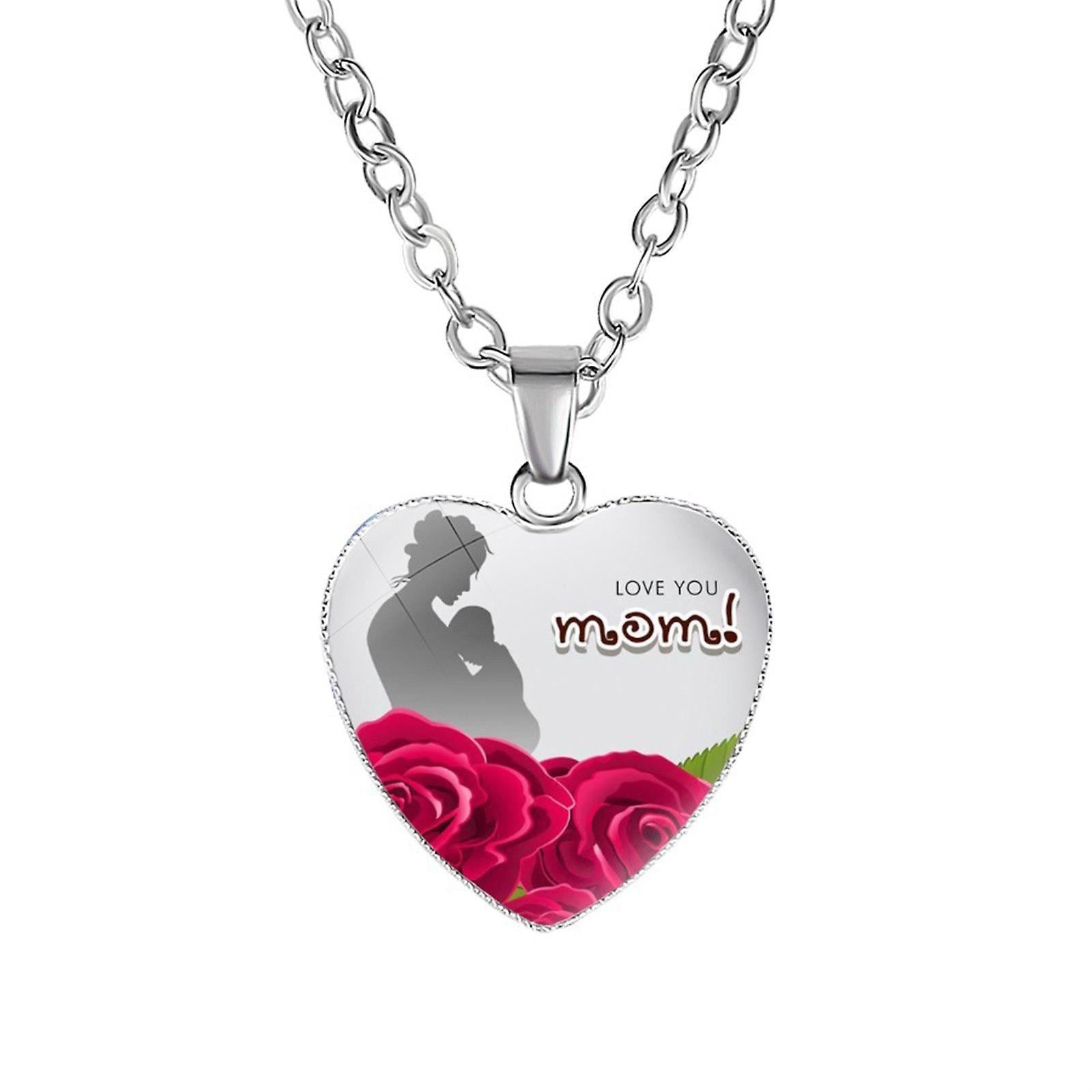 Collar Con Colgante En Forma De Corazón Grabado «te Amo» Para Mamá - Venta Internacional. $422