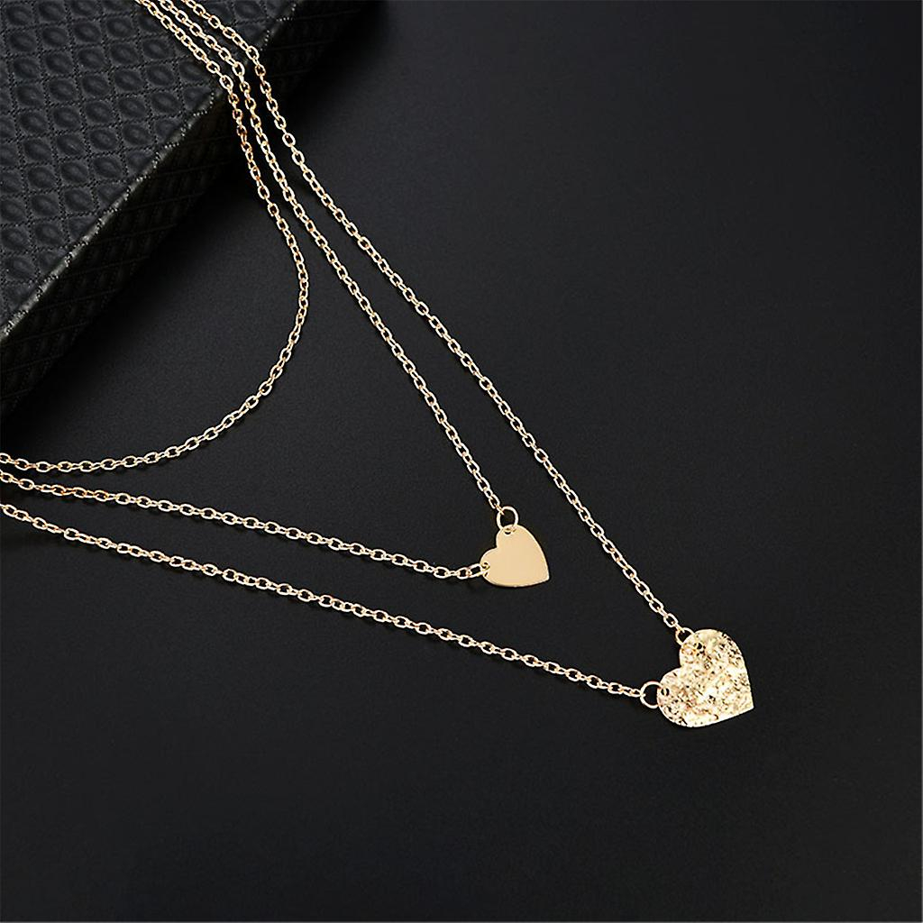 Foto 5 pulgar | Collar Huoguo Con Colgante Irregular En Forma De Corazón Multicapa Para Mujer - Venta Internacional.