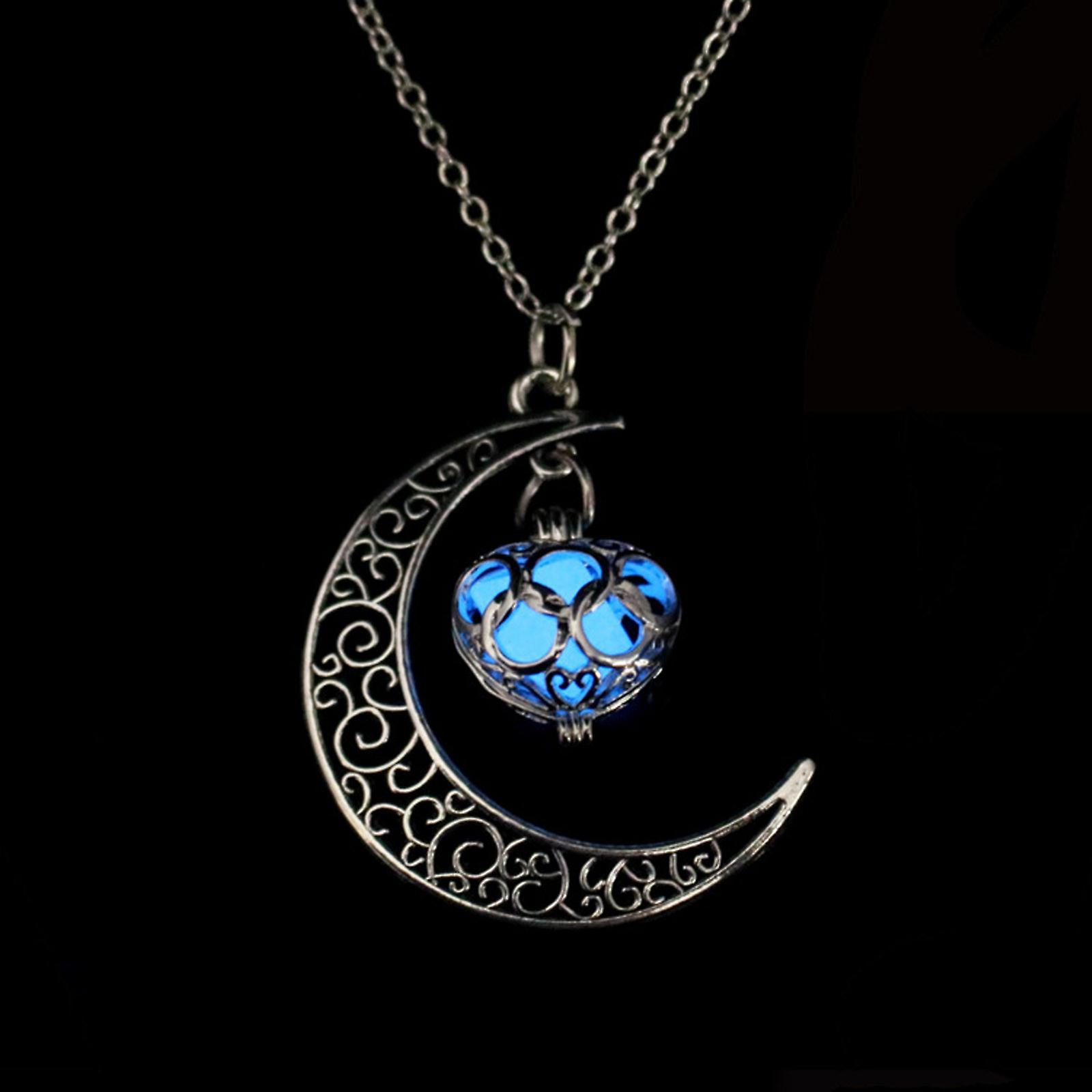 Foto 3 pulgar | Colgante Huoguo Con Forma De Corazón De Luna Hueca Y Piedra Luminosa - Venta Internacional.