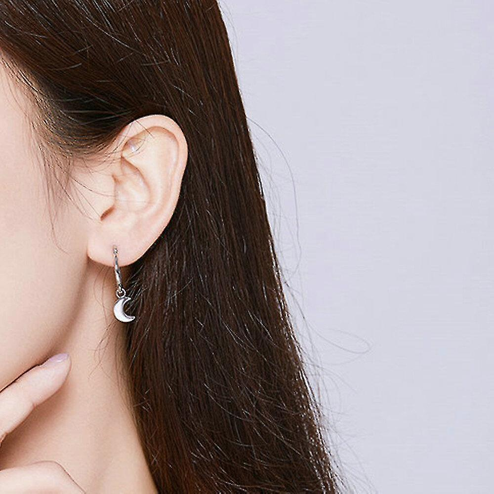 Foto 3 pulgar | Pendientes Bañados En Plata Con Forma De Estrella Y Luna Con Forma De Estrella Y Luna Para Mujer - Venta Internacional.
