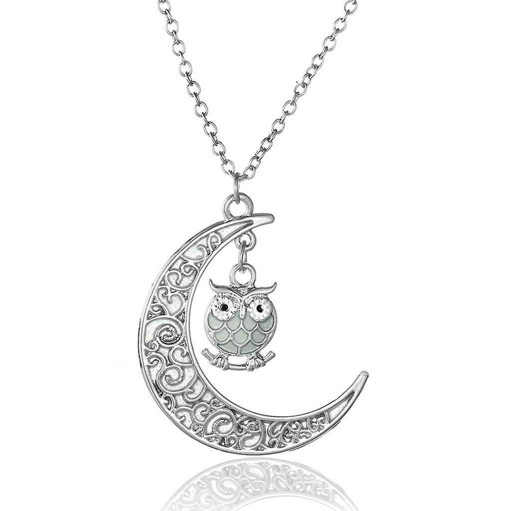 Foto 3 | Collar Huoguo Con Colgante De Cristal Con Forma De Búho Ahuecado Para Mujer - Venta Internacional.