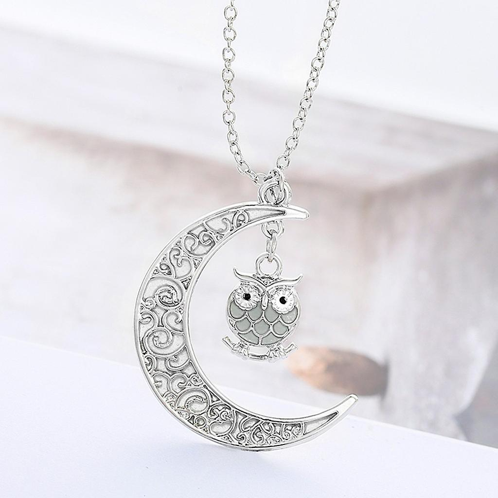 Foto 5 pulgar | Collar Huoguo Con Colgante De Cristal Con Forma De Búho Ahuecado Para Mujer - Venta Internacional.