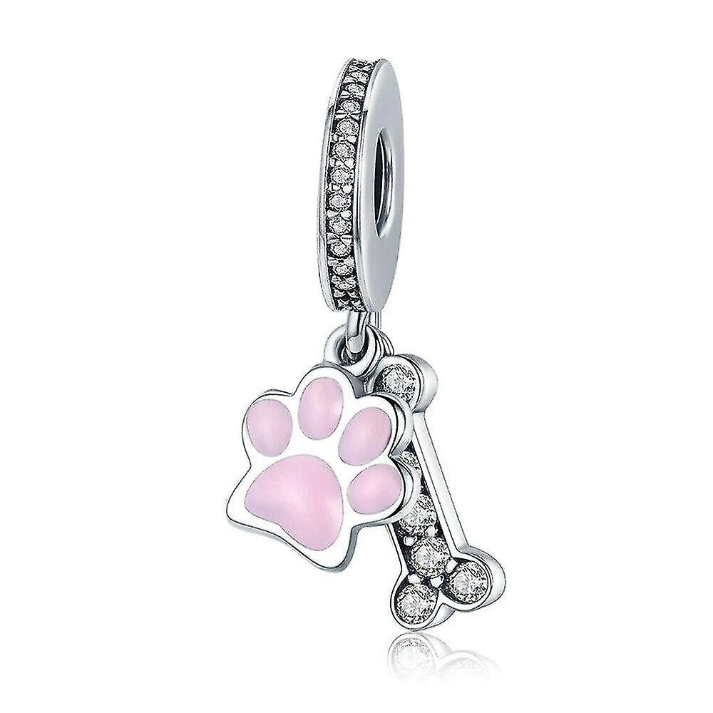 Colgante Chapado En Plata Con Forma De Hueso Con Forma De Huella De Perro - Venta Internacional. $507