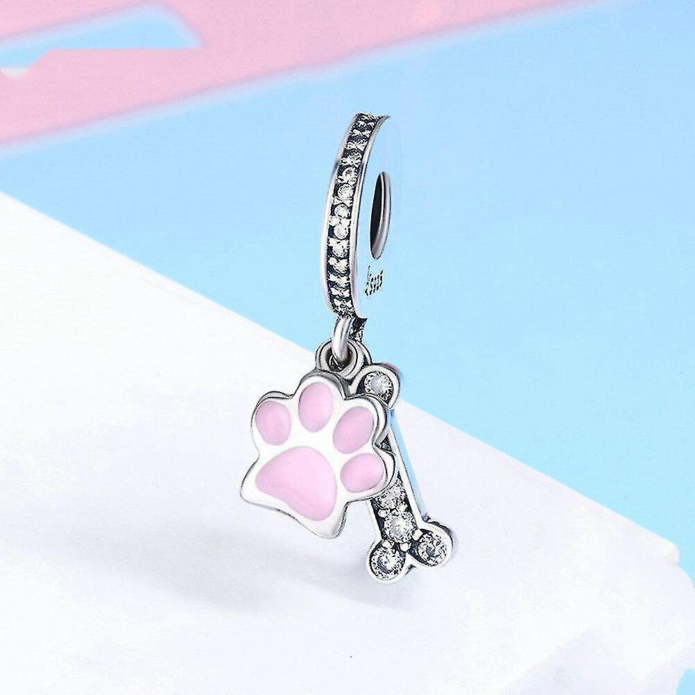 Foto 3 pulgar | Colgante Chapado En Plata Con Forma De Hueso Con Forma De Huella De Perro - Venta Internacional.