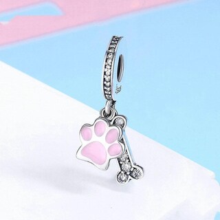 Foto 2 | Colgante Chapado En Plata Con Forma De Hueso Con Forma De Huella De Perro - Venta Internacional.