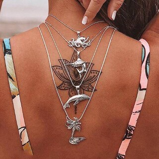 Foto 2 | Collar Huoguo Retro Exagerado Playa Tiburón Sirena - Venta Internacional.