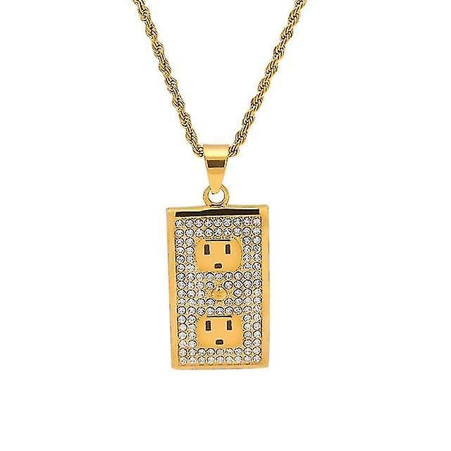 Collar Con Colgante Huoguo Dog Tag De Acero Inoxidable Dorado Para Hombre - Venta Internacional. $653