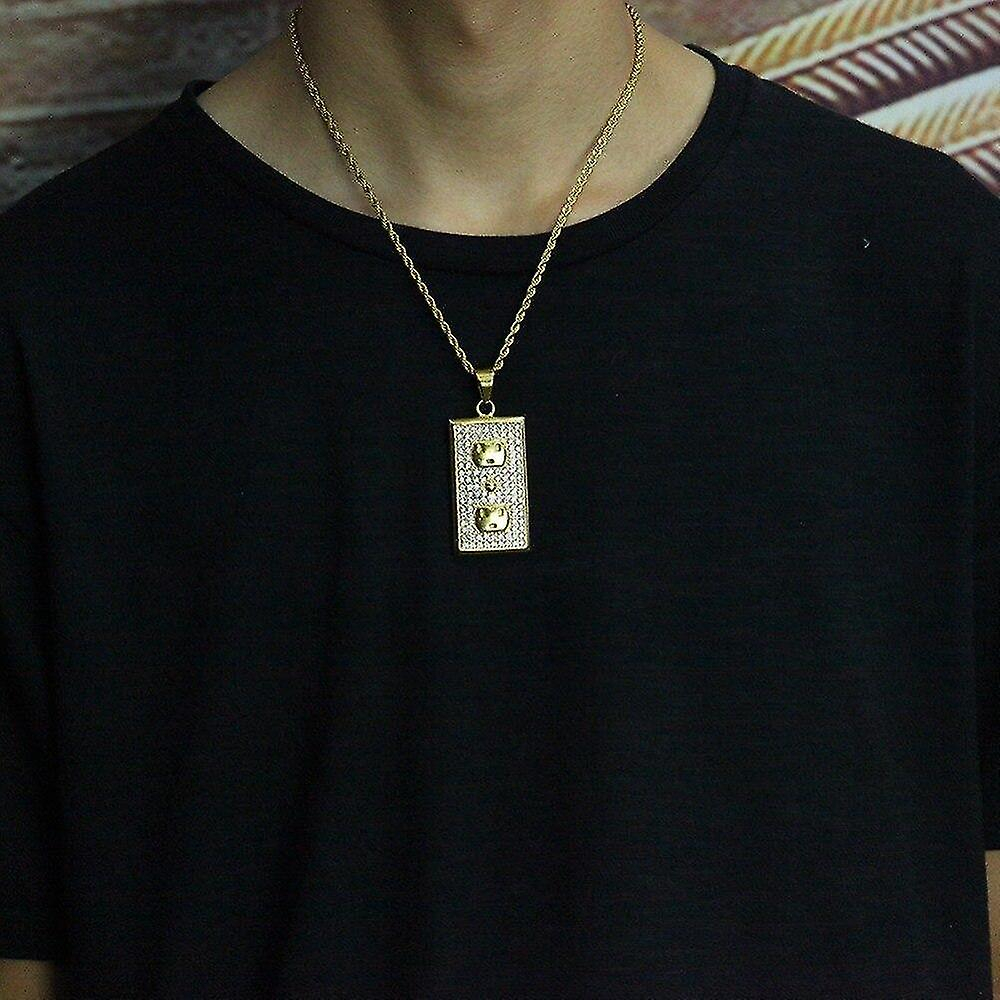 Foto 2 | Collar Con Colgante Huoguo Dog Tag De Acero Inoxidable Dorado Para Hombre - Venta Internacional.