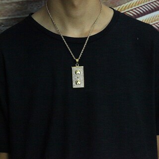Foto 2 | Collar Con Colgante Huoguo Dog Tag De Acero Inoxidable Dorado Para Hombre - Venta Internacional.
