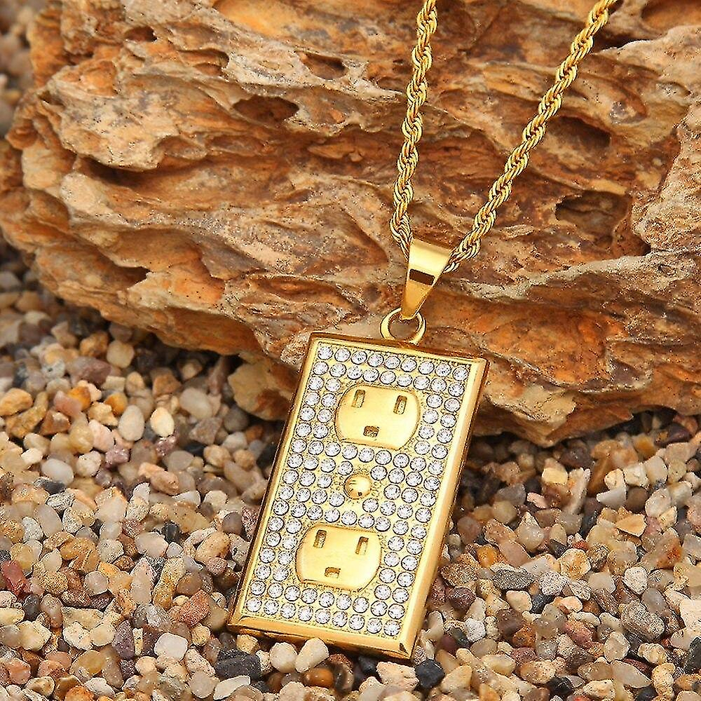 Foto 3 | Collar Con Colgante Huoguo Dog Tag De Acero Inoxidable Dorado Para Hombre - Venta Internacional.