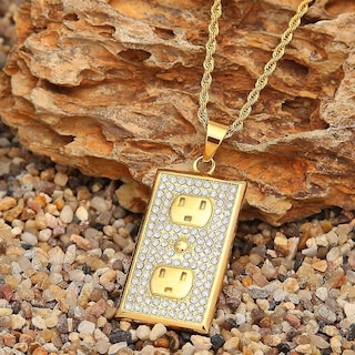 Foto 3 | Collar Con Colgante Huoguo Dog Tag De Acero Inoxidable Dorado Para Hombre - Venta Internacional.