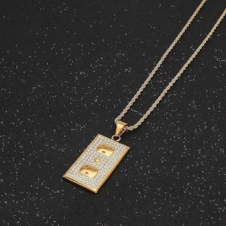 Foto 4 | Collar Con Colgante Huoguo Dog Tag De Acero Inoxidable Dorado Para Hombre - Venta Internacional.