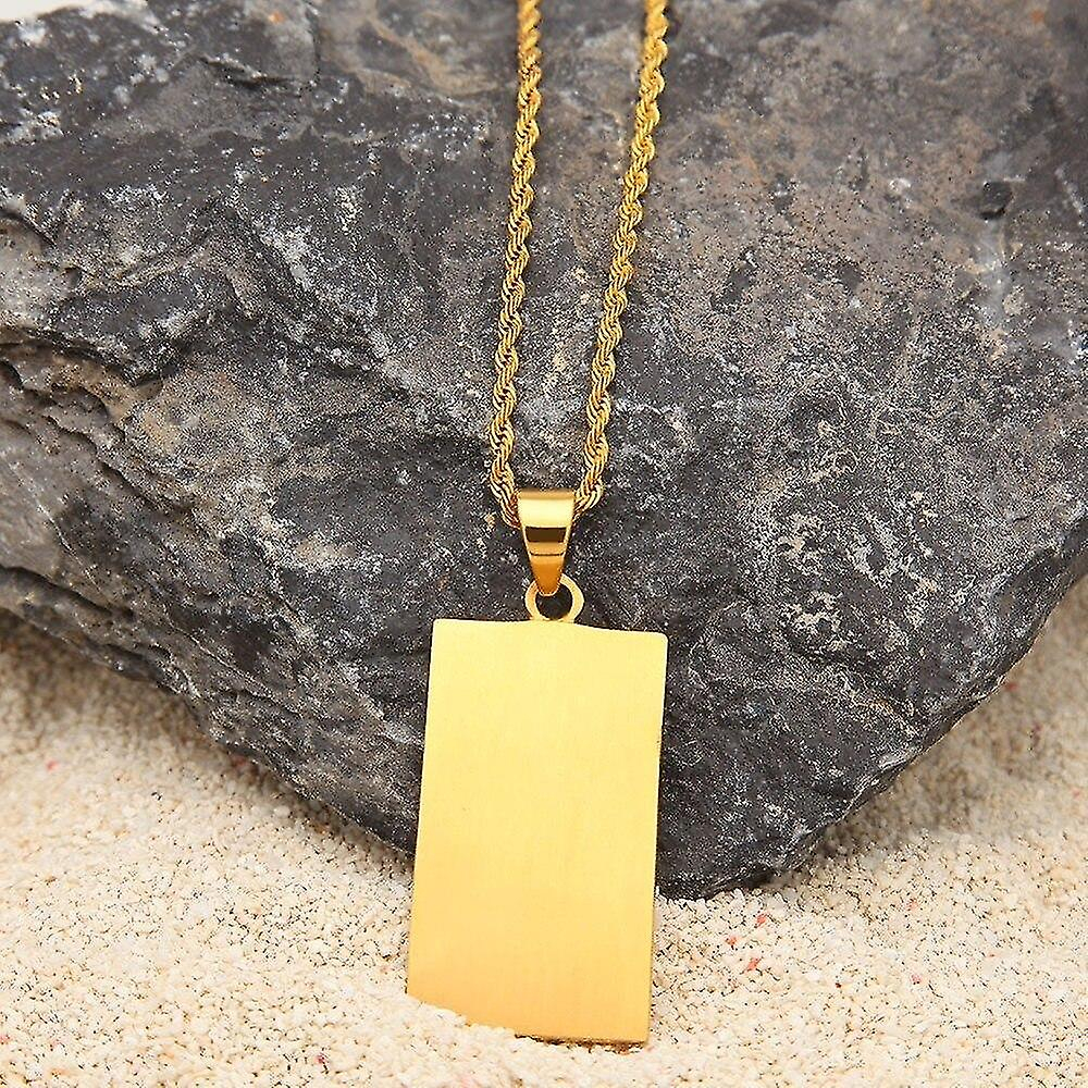 Foto 5 | Collar Con Colgante Huoguo Dog Tag De Acero Inoxidable Dorado Para Hombre - Venta Internacional.