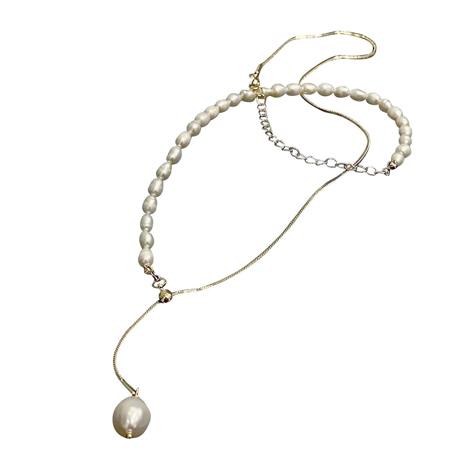 Foto 2 pulgar | Collar Dongdamen Pearl Con Cadena Para Clavícula  45 Cm  Oro De 18 Quilates - Venta Internacional.