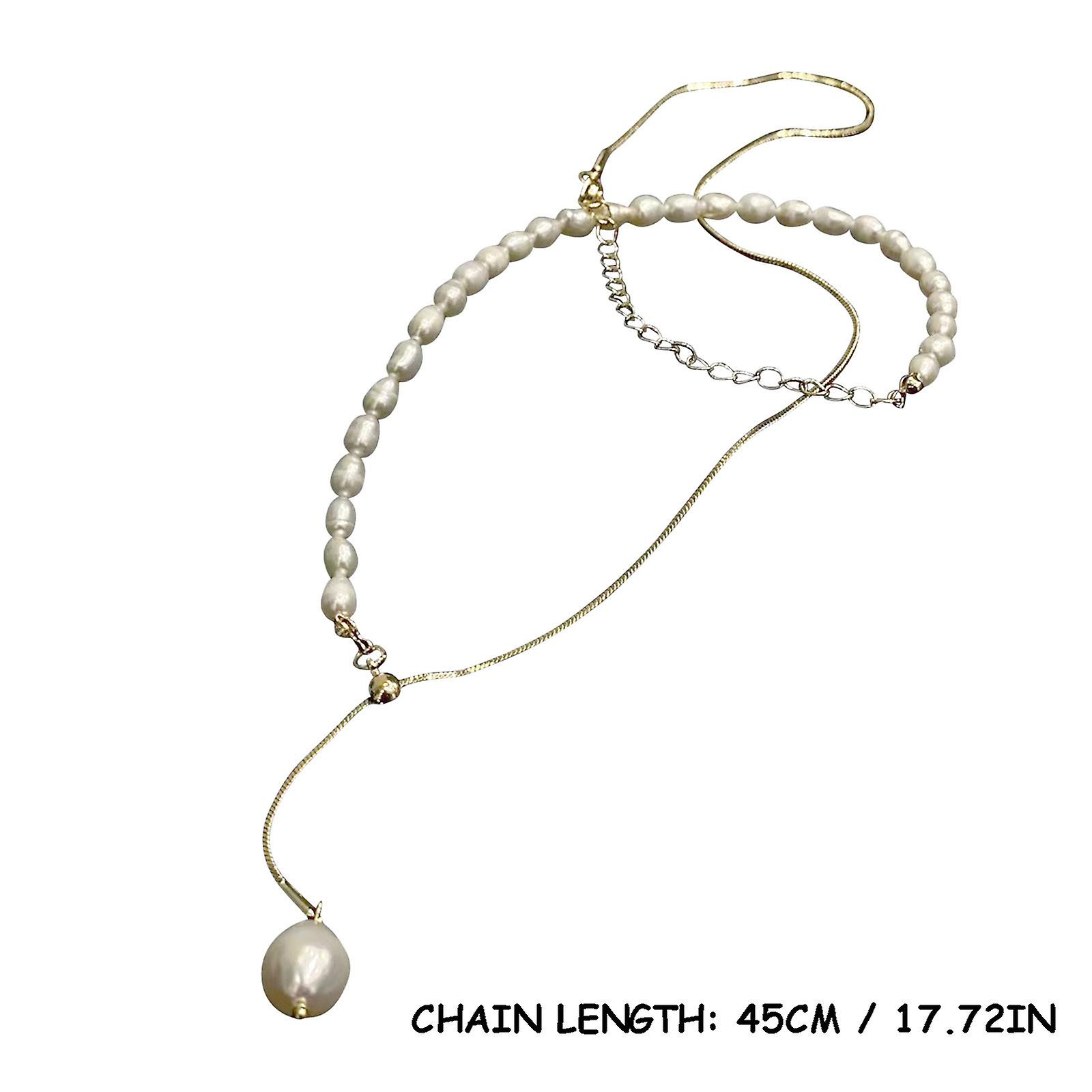 Foto 4 pulgar | Collar Dongdamen Pearl Con Cadena Para Clavícula  45 Cm  Oro De 18 Quilates - Venta Internacional.