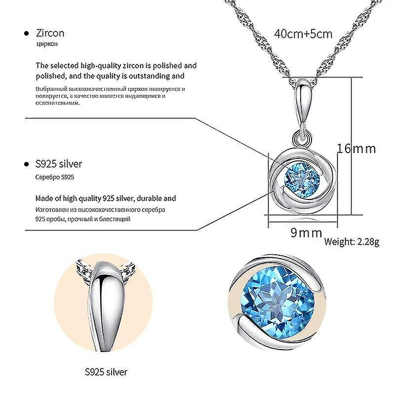 Foto 2 | Collar Colgante De Plata 925 Con Circonita Azul Para Mujer - Venta Internacional.