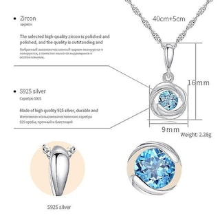 Foto 2 | Collar Colgante De Plata 925 Con Circonita Azul Para Mujer - Venta Internacional.