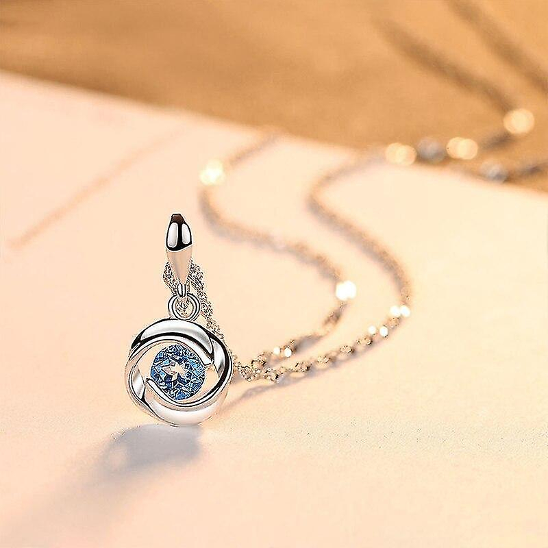 Foto 4 pulgar | Collar Colgante De Plata 925 Con Circonita Azul Para Mujer - Venta Internacional.