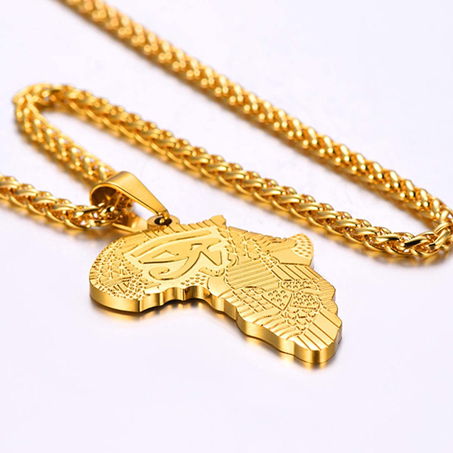 Foto 4 pulgar | Collar Huoguo Con Mapa De África Con Ojo De Horus Del Antiguo Egipto - Venta Internacional.
