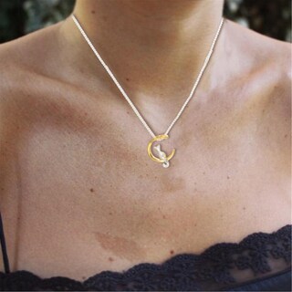 Foto 2 | Collar Moon Cat Clavicle Chain Para Mujer Y Hombre Huoguo - Venta Internacional.