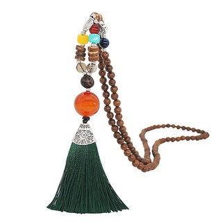 Foto 1 | Collar Huoguo Con Colgante Bohemio Con Borlas Cadena De Suéter Cuentas De Madera - Venta Internacional.