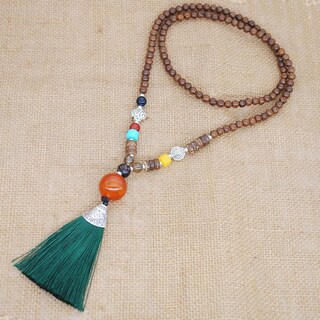 Foto 3 | Collar Huoguo Con Colgante Bohemio Con Borlas Cadena De Suéter Cuentas De Madera - Venta Internacional.