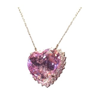 Foto 1 | Collar Huoguo Ultra-flash Con Microincrustaciones De Circonitas Rosas En Forma De Corazón - Venta Internacional.