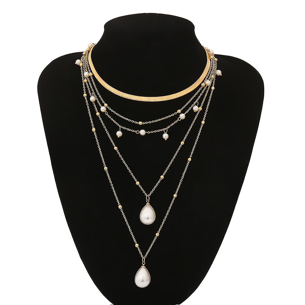 Foto 3 | Collar Huoguo  Retro  Metal  Con Perlas De Arroz Multicapa - Venta Internacional.