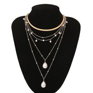 Foto 3 | Collar Huoguo Retro Metal Con Perlas De Arroz Multicapa - Venta Internacional.