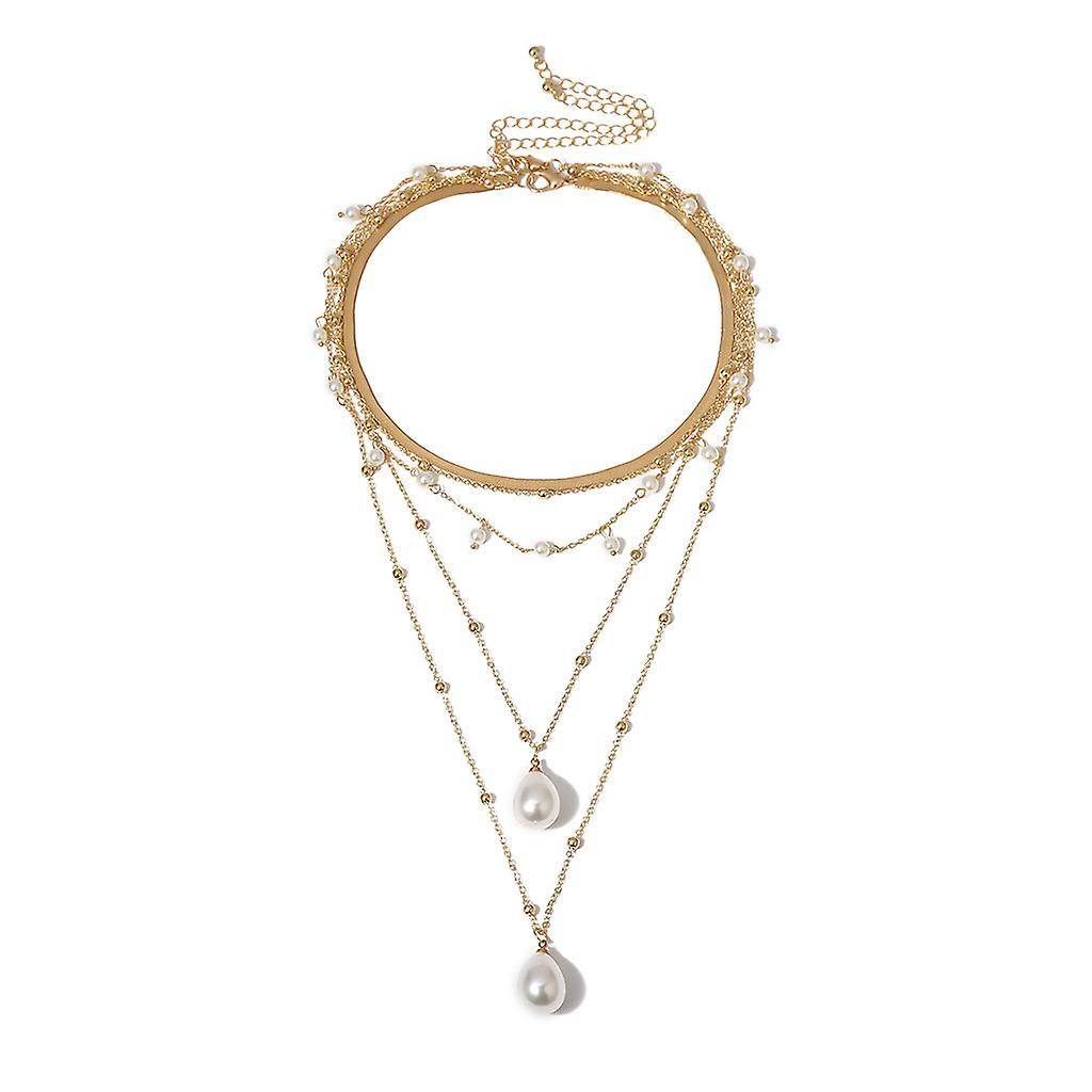 Foto 5 | Collar Huoguo  Retro  Metal  Con Perlas De Arroz Multicapa - Venta Internacional.