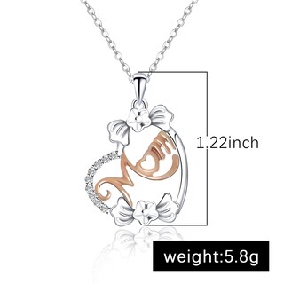 Foto 1 | Collar Huoguo Fashion Mom Con Forma De Corazón Y Flores De Aleación De 45+5 Cm - Venta Internacional.
