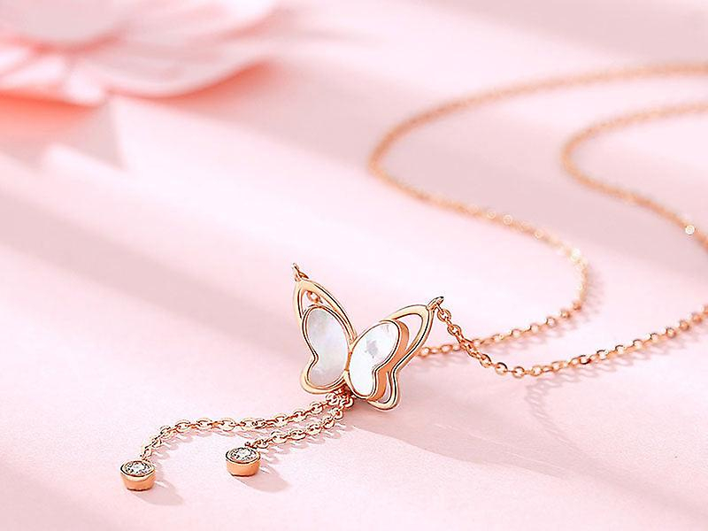Foto 4 pulgar | Collar Huoguo Con Colgante De Mariposa En Plata De Ley Para Mujer - Venta Internacional.