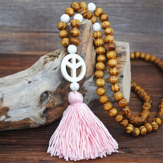 Foto 2 | Collar Con Colgante Para Mujer Borla Cuentas De Madera Cadena Bohemia - Venta Internacional.