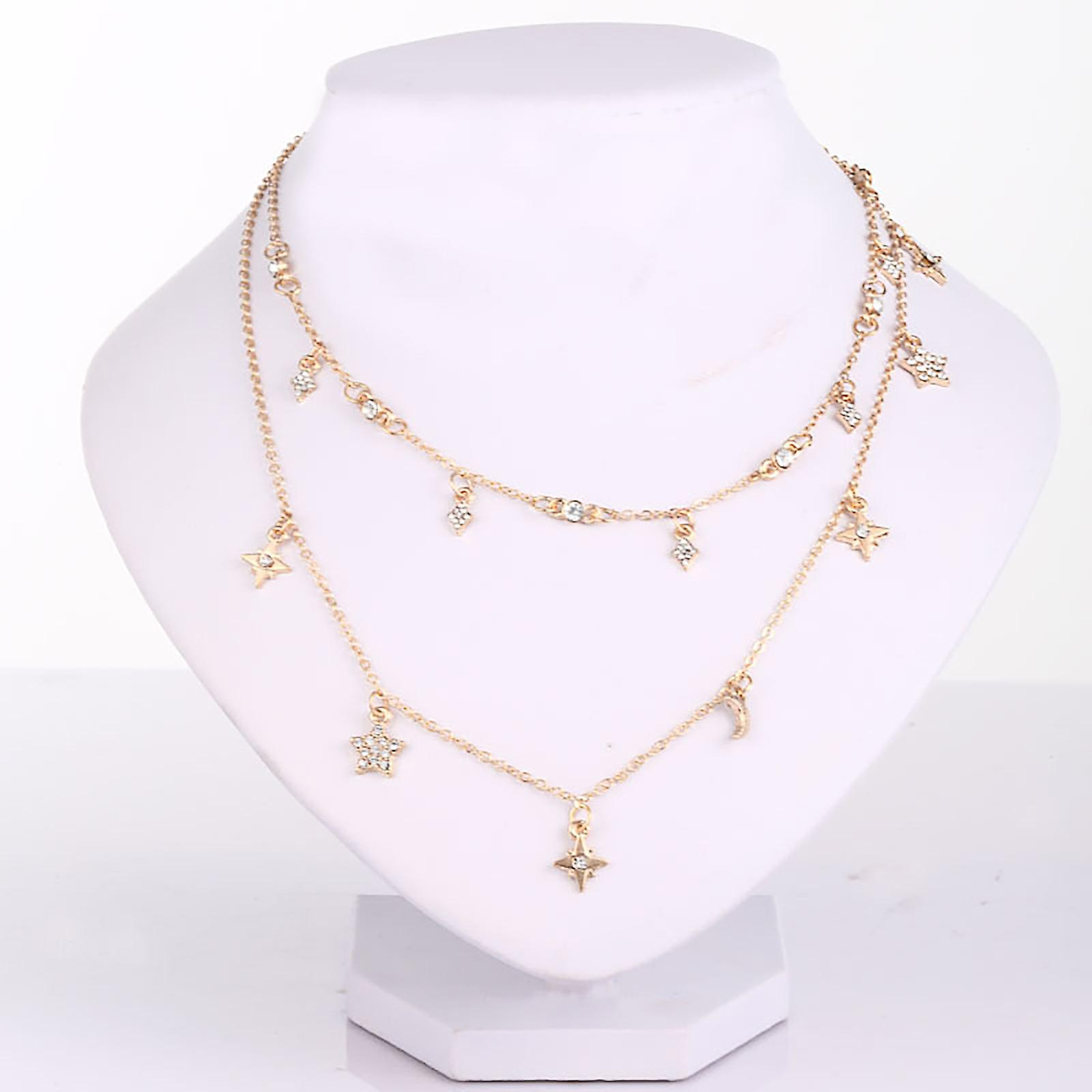 Foto 5 pulgar | Collar Huoguo Star Moon Con Estrella De Cinco Puntas Para Mujer  Dorado - Venta Internacional.