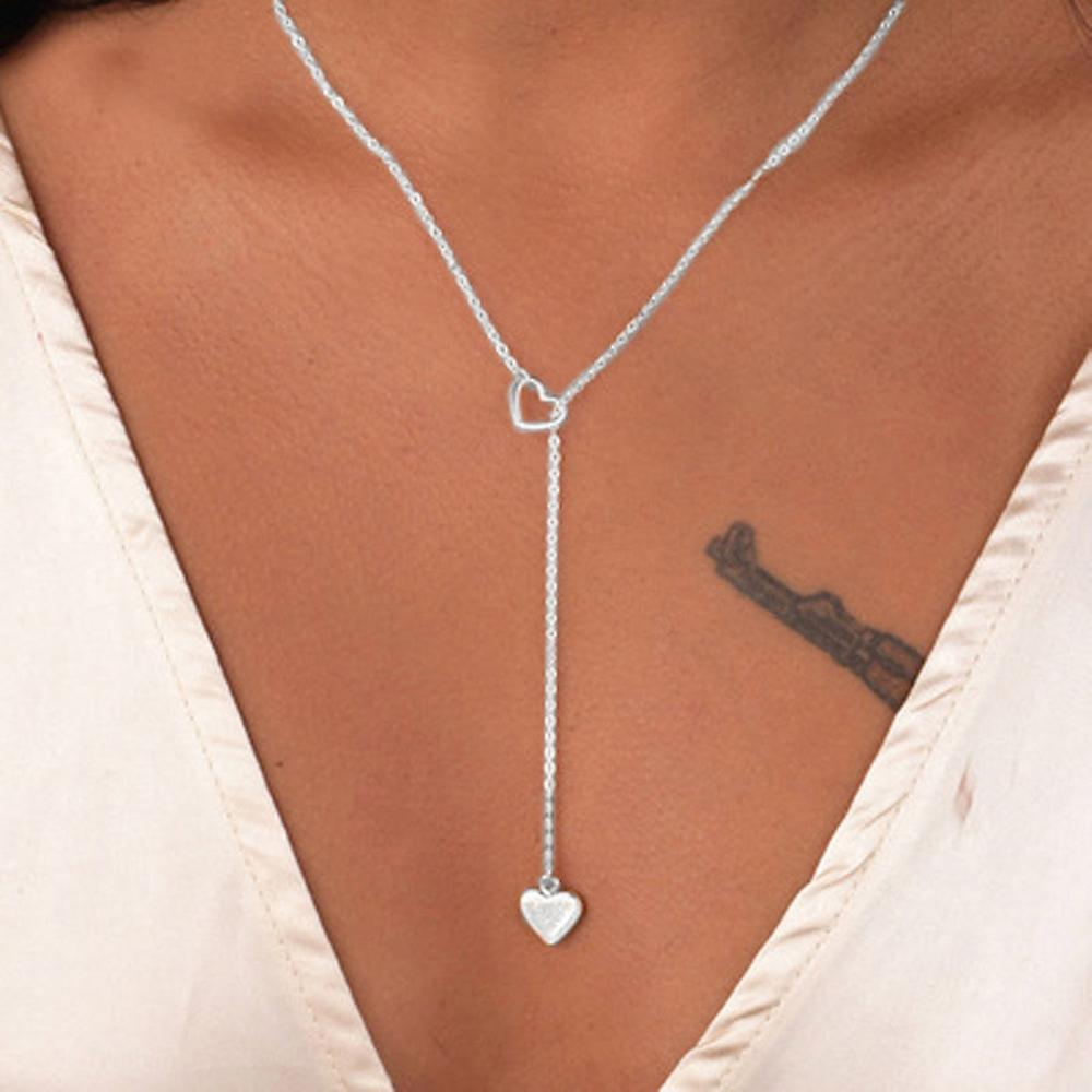 Foto 3 pulgar | Collar Huoguo Beauty Charm De Acero Inoxidable Con Tres Corazones - Venta Internacional.